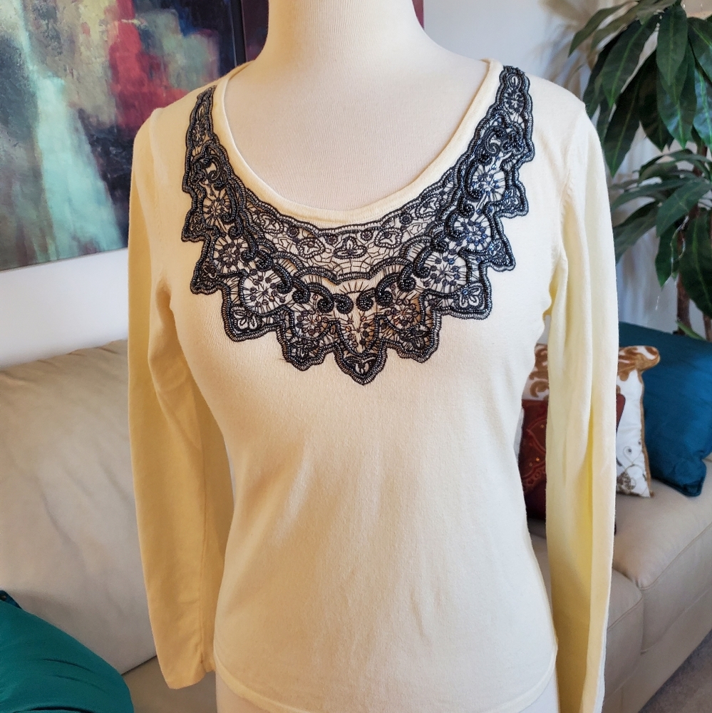 LIKE NEW Madison Studio Beaded Detail Sweater.